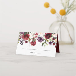 Waterverf Burgundy Wine Blush Floral Plaatskaartje