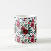 Waterverf Burgundy Winter Flowers Kerstmis Koffiemok (Center)