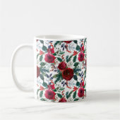 Waterverf Burgundy Winter Flowers Kerstmis Koffiemok (Links)