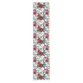 Waterverf Burgundy Winter Flowers Kerstmis Korte Tafelloper (Voorkant)