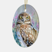 Waterverf Burrowing owl Athene Keramisch Ornament (Links)