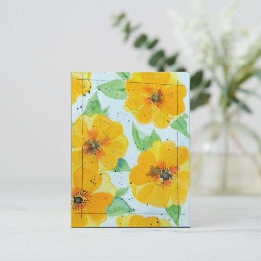 Waterverf Buttercups Briefkaart (Staand voorkant)