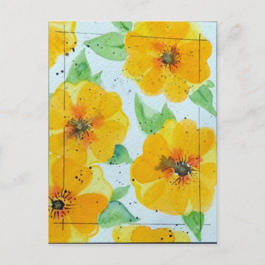 Waterverf Buttercups Briefkaart (Voorkant)