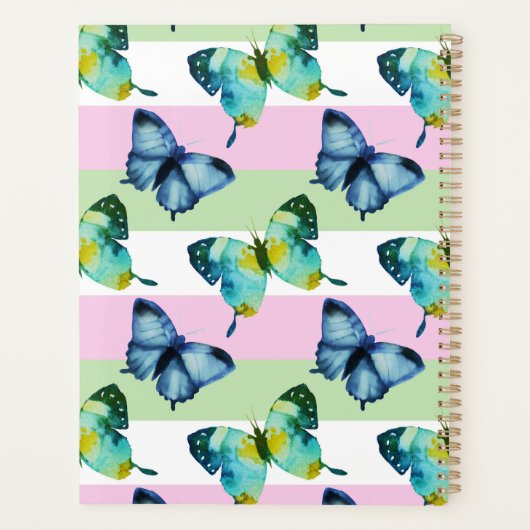 Waterverf Butterflies Aangepaste naamplanner Planner (Achterkant)