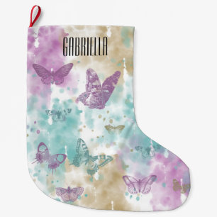 Waterverf Butterflies Abstract Gepersonaliseerd Grote Kerstsok