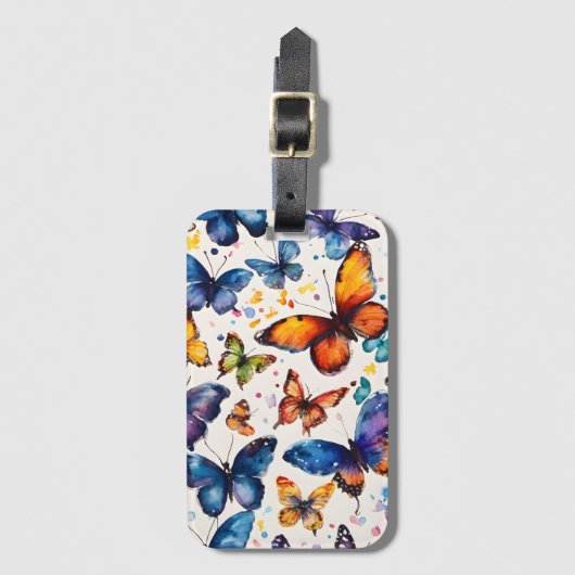 Waterverf Butterflies Bagagelabel (Voorkant (verticaal))