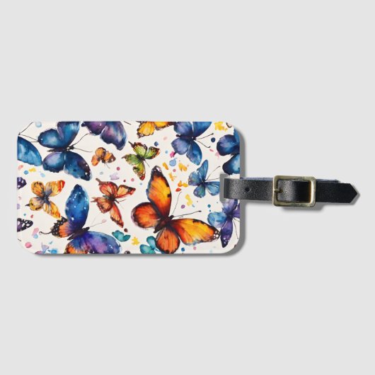 Waterverf Butterflies Bagagelabel (Voorkant (horizontaal))