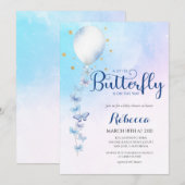 Waterverf Butterflies Ballon Baby shower Kaart (Voorkant / Achterkant)