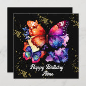 Waterverf Butterflies Colorful Faux Gold Name (Voorkant / Achterkant)