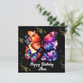 Waterverf Butterflies Colorful Faux Gold Name (Staand voorkant)