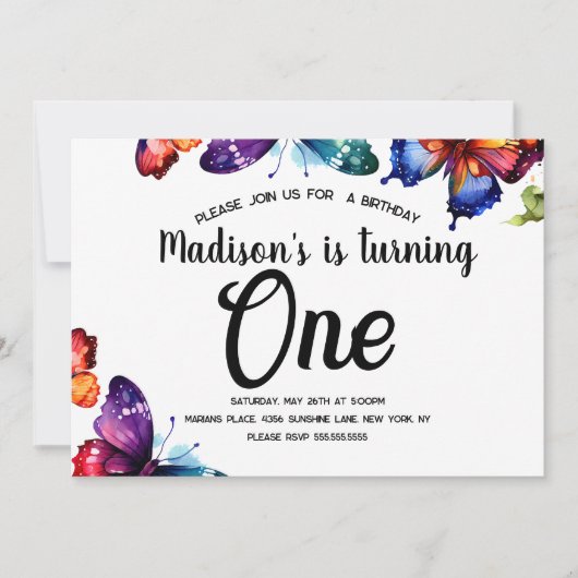 Waterverf Butterflies Colorful Garden Birthday Kaart (Voorkant)