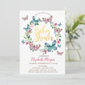 Waterverf Butterflies Dotted Shower Invitation Kaart (Staand voorkant)