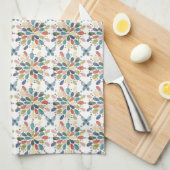 Waterverf Butterflies en Abstracte bloemen Theedoek (Quarter Fold)