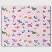 Waterverf-Butterflies en brandkranen Cadeaupapier (Vlak)