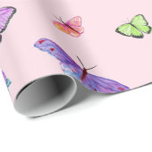 Waterverf-Butterflies en brandkranen Cadeaupapier (Rol Hoek)