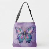 Waterverf Butterflies en Flowers Crossbody Tas (Achterkant)
