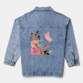 Waterverf Butterflies en Flowers Denim Jacket (Achterkant)