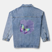 Waterverf Butterflies en Flowers Denim Jacket (Achterkant)
