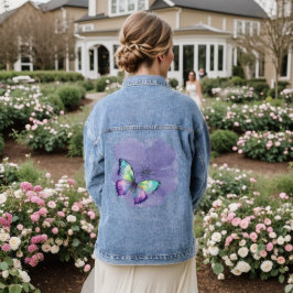 Waterverf Butterflies en Flowers Denim Jacket