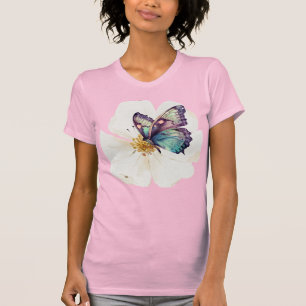 Waterverf Butterflies en Flowers T-shirt