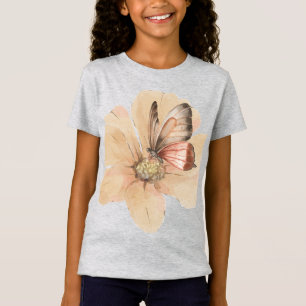 Waterverf Butterflies en Flowers T-shirt