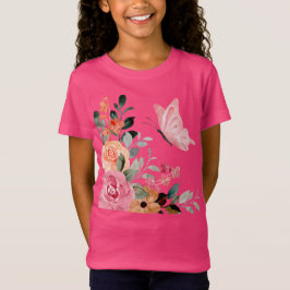 Waterverf Butterflies en Flowers T-shirt