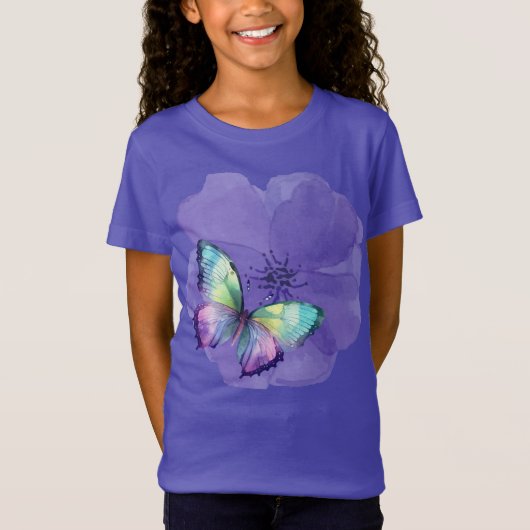 Waterverf Butterflies en Flowers T-shirt (Voorkant)
