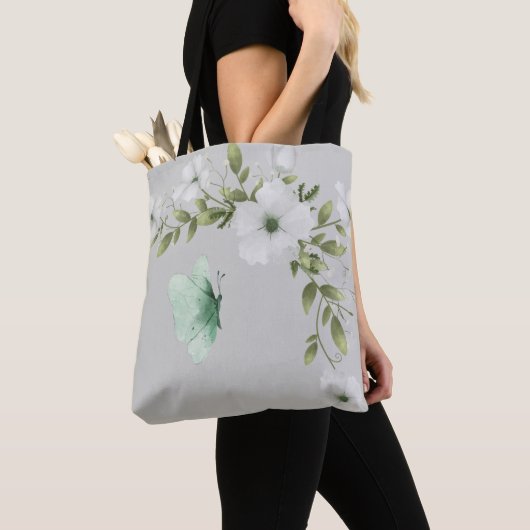 Waterverf Butterflies en Flowers Tote Bag (Dichtbij)