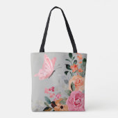 Waterverf Butterflies en Flowers Tote Bag (Achterkant)