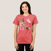 Waterverf Butterflies en Flowers Tri-Blend Shirt (Voorkant volledig)