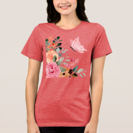 Waterverf Butterflies en Flowers Tri-Blend Shirt