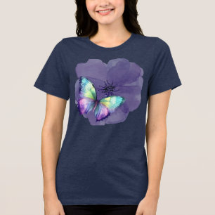 Waterverf Butterflies en Flowers Tri-Blend Shirt
