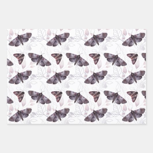 Waterverf Butterflies en Leaves Inpakpapier Vel (Voorkant)