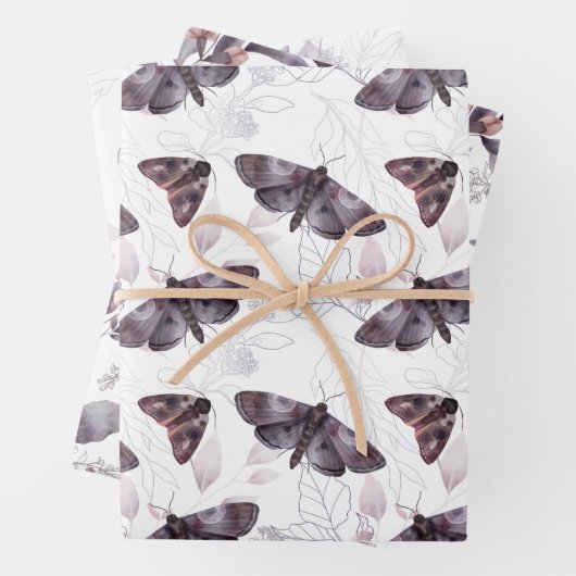 Waterverf Butterflies en Leaves Inpakpapier Vel (In situ)