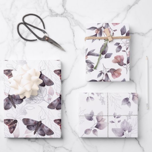 Waterverf Butterflies en Leaves Inpakpapier Vel (Voorkant)