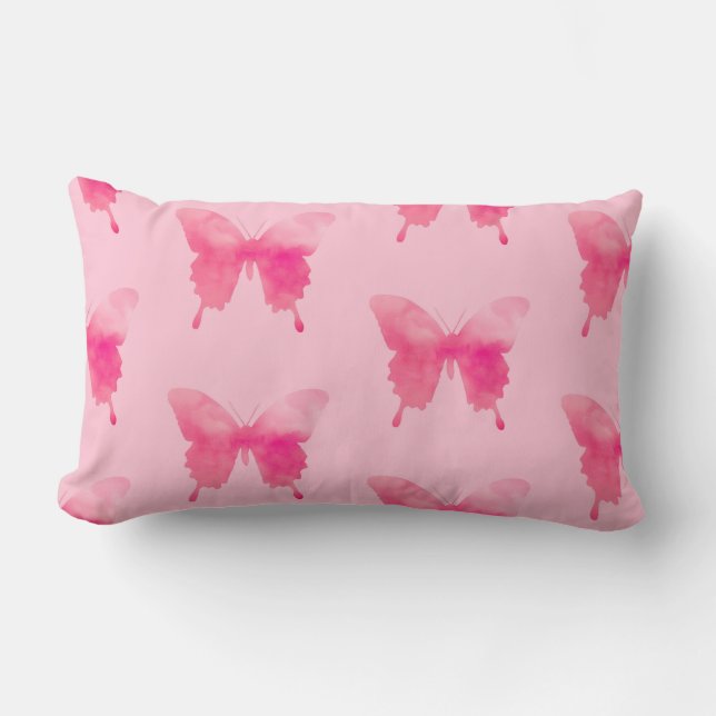Waterverf Butterflies - Fuchsia and Pink Kussen (Voorkant)