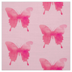 Waterverf Butterflies - Fuchsia and Pink Stof