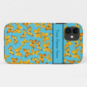 Waterverf Butterflies, Goudgeel op Sky Blue Case-Mate iPhone Case (Achterkant (horizontaal))