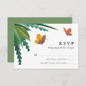 Waterverf Butterflies Green Foliage RSVP Kaartje (Voorkant / Achterkant)