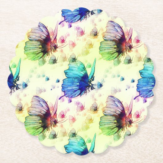Waterverf Butterflies Kartonnen Onderzetters (Voorkant)