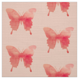 Waterverf Butterflies - Koraal en Perzik Stof