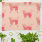 Waterverf Butterflies - Koraal en Perzik Theedoek (Gevouwen)