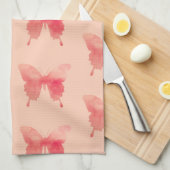 Waterverf Butterflies - Koraal en Perzik Theedoek (Quarter Fold)