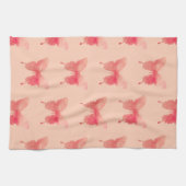 Waterverf Butterflies - Koraal en Perzik Theedoek (Horizontaal)