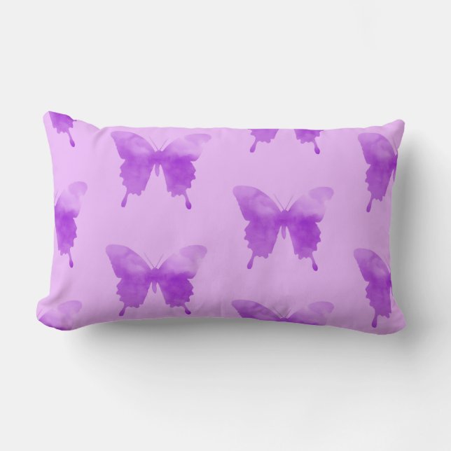 Waterverf Butterflies - Lavender en Violet Kussen (Voorkant)