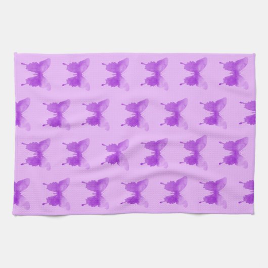 Waterverf Butterflies - Lavender en Violet Theedoek (Horizontaal)