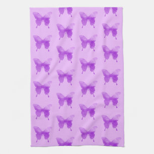 Waterverf Butterflies - Lavender en Violet Theedoek