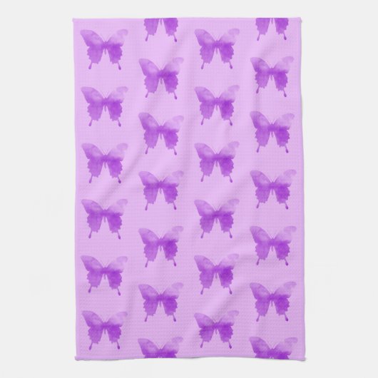 Waterverf Butterflies - Lavender en Violet Theedoek (Verticaal)