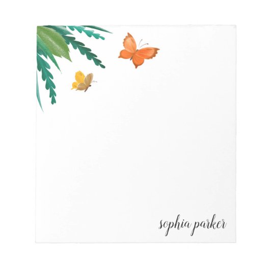 Waterverf Butterflies met groene olie Notitieblok (Voorkant)