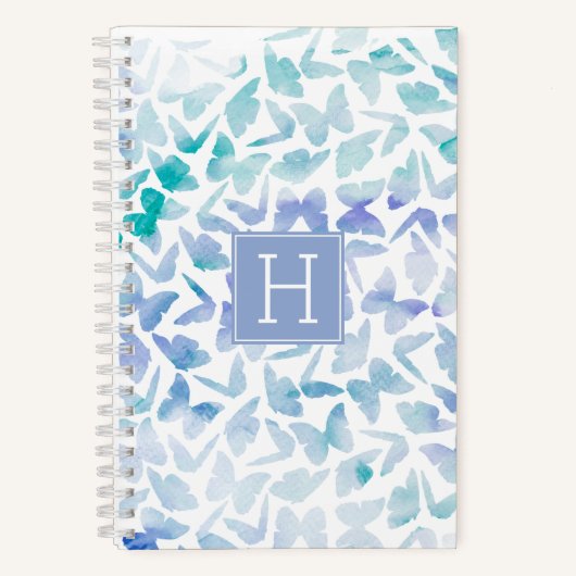 Waterverf Butterflies Monogrammen Notitieboek (Voorkant)